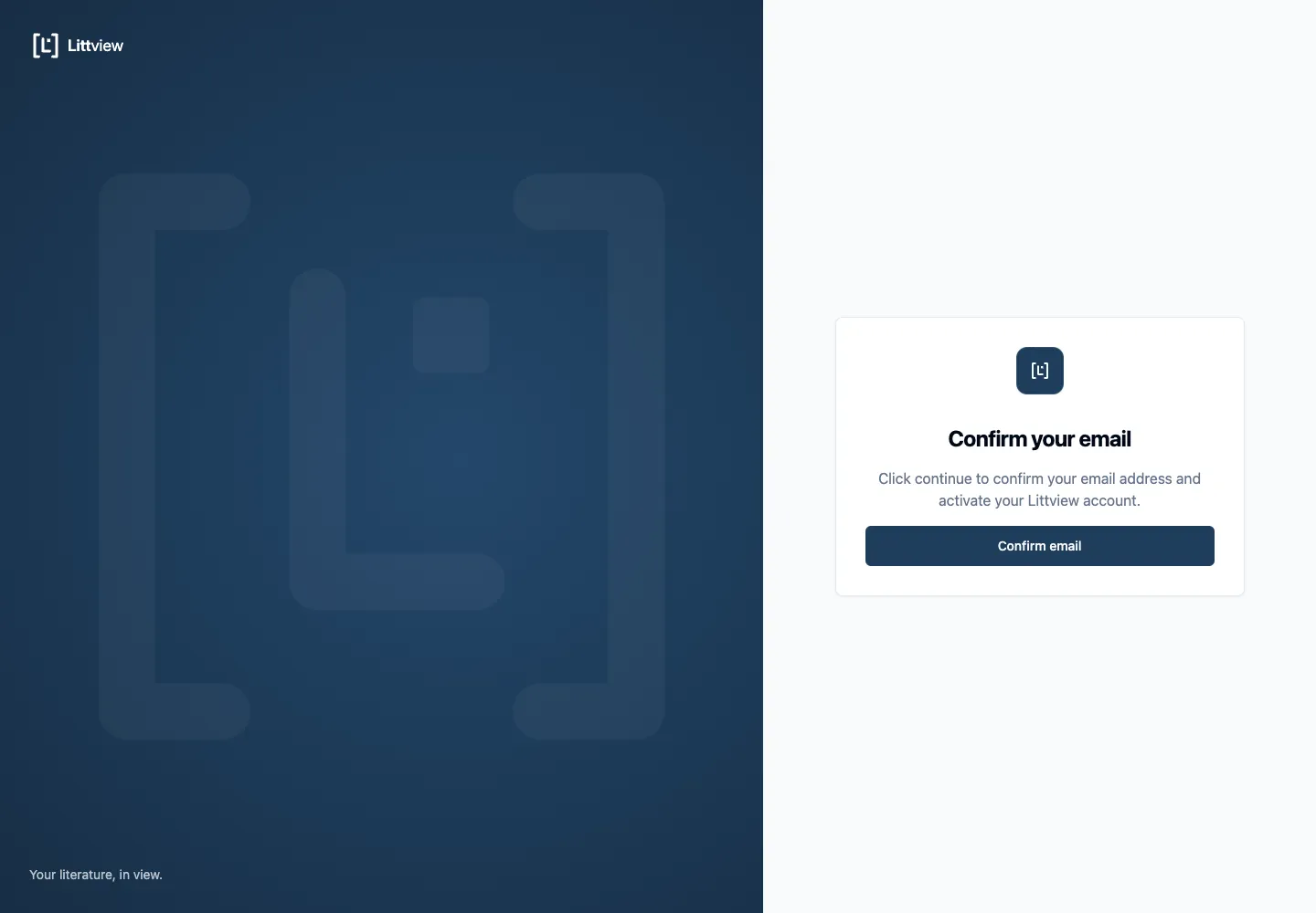 The Confirm your email page with the Confirm email button
