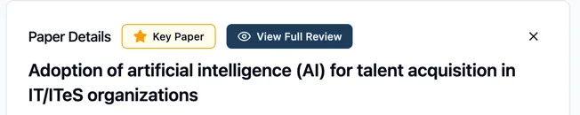 The Paper Details panel header after marking: an amber starred Key Paper button beside the “Paper Details” title, with the dark View Full Review button next to it, above the paper’s title